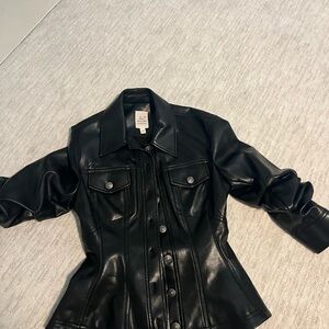 Cinq à Sept Black Leather Blazer